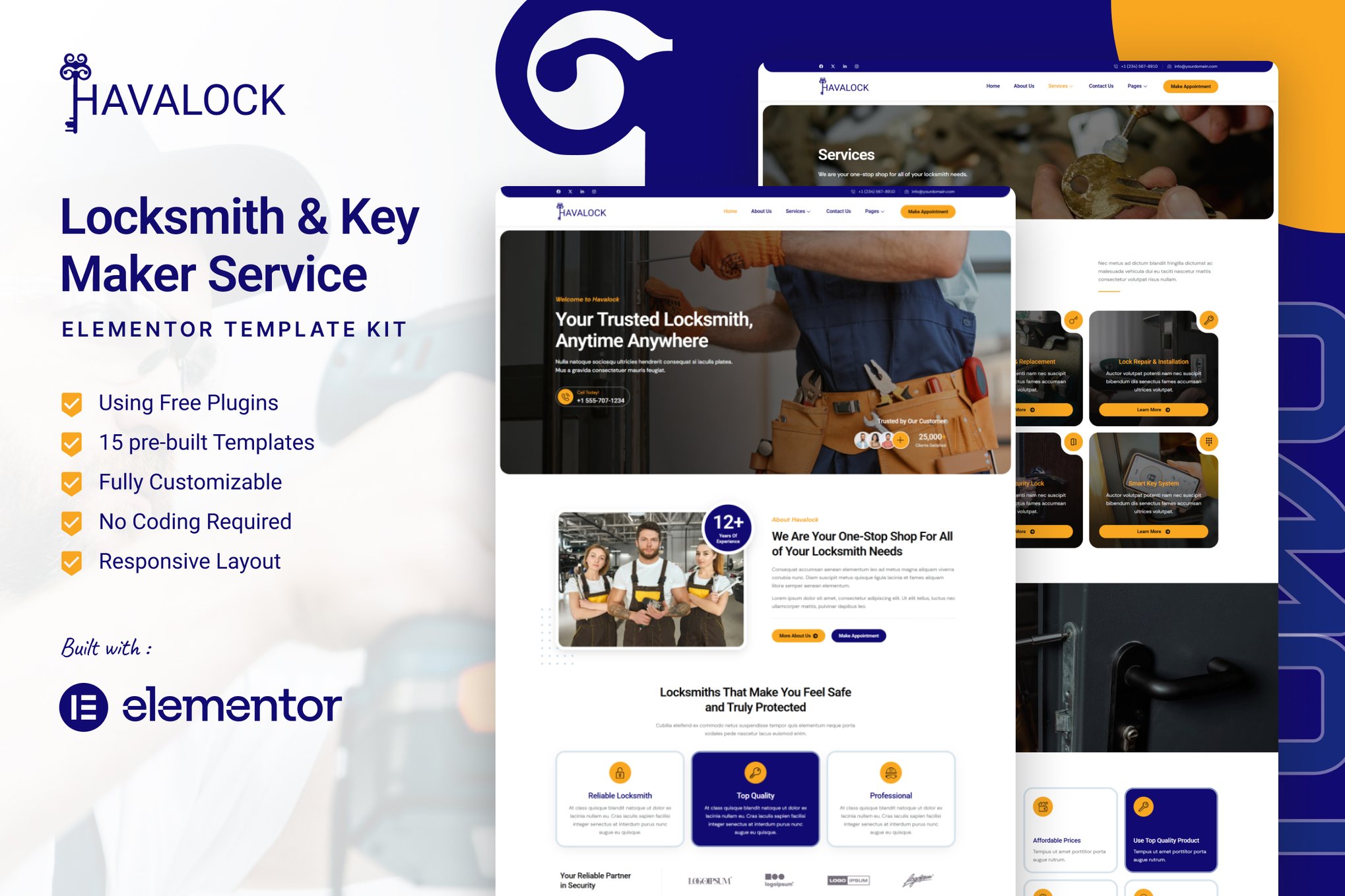 HavaLock - Locksmith & Key Maker Service Elementor Template Kit