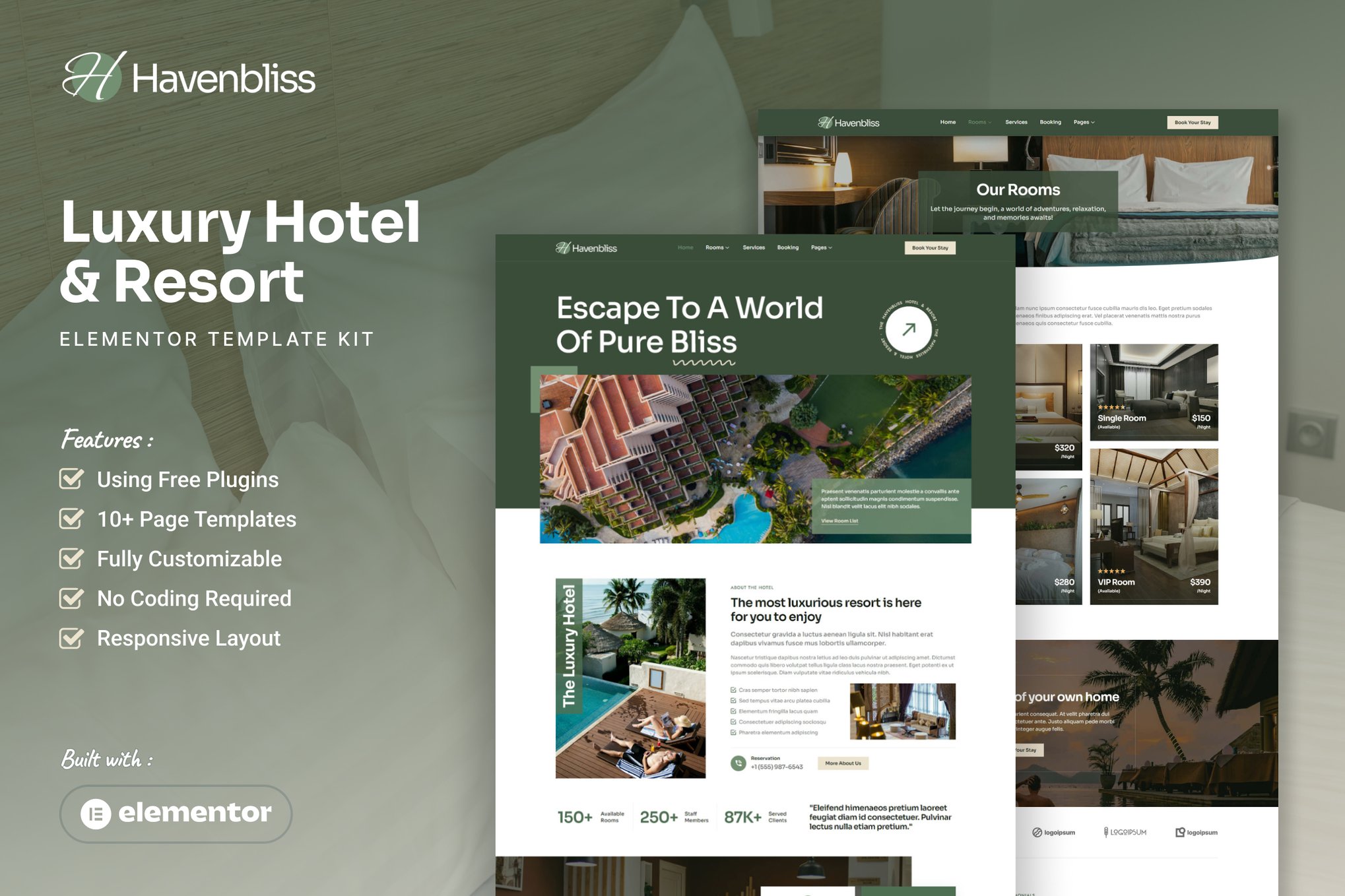 Havenbliss - Luxury Hotel & Resort Elementor Template Kit