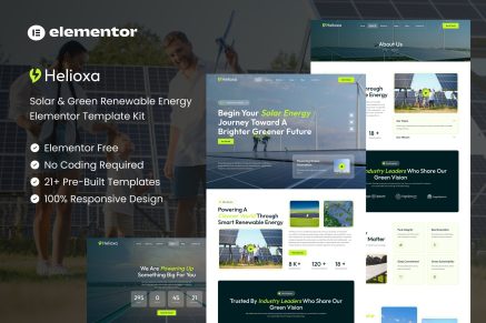 Helioxa – Solar & Green Renewable Energy Elementor Template Kit