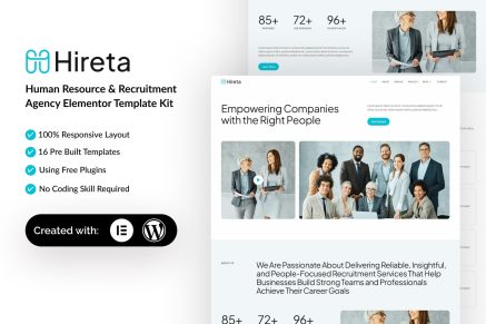 Hireta – Human Resource & Recruitment Agency Elementor Template Kit
