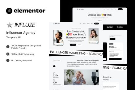 Influze - Influencer Agency Elementor Template Kit