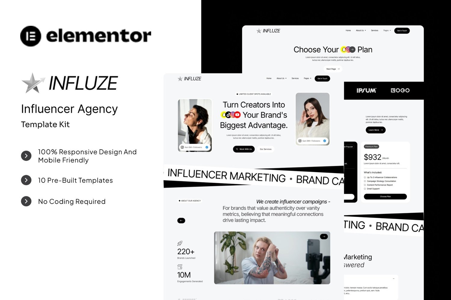 Influze - Influencer Agency Elementor Template Kit