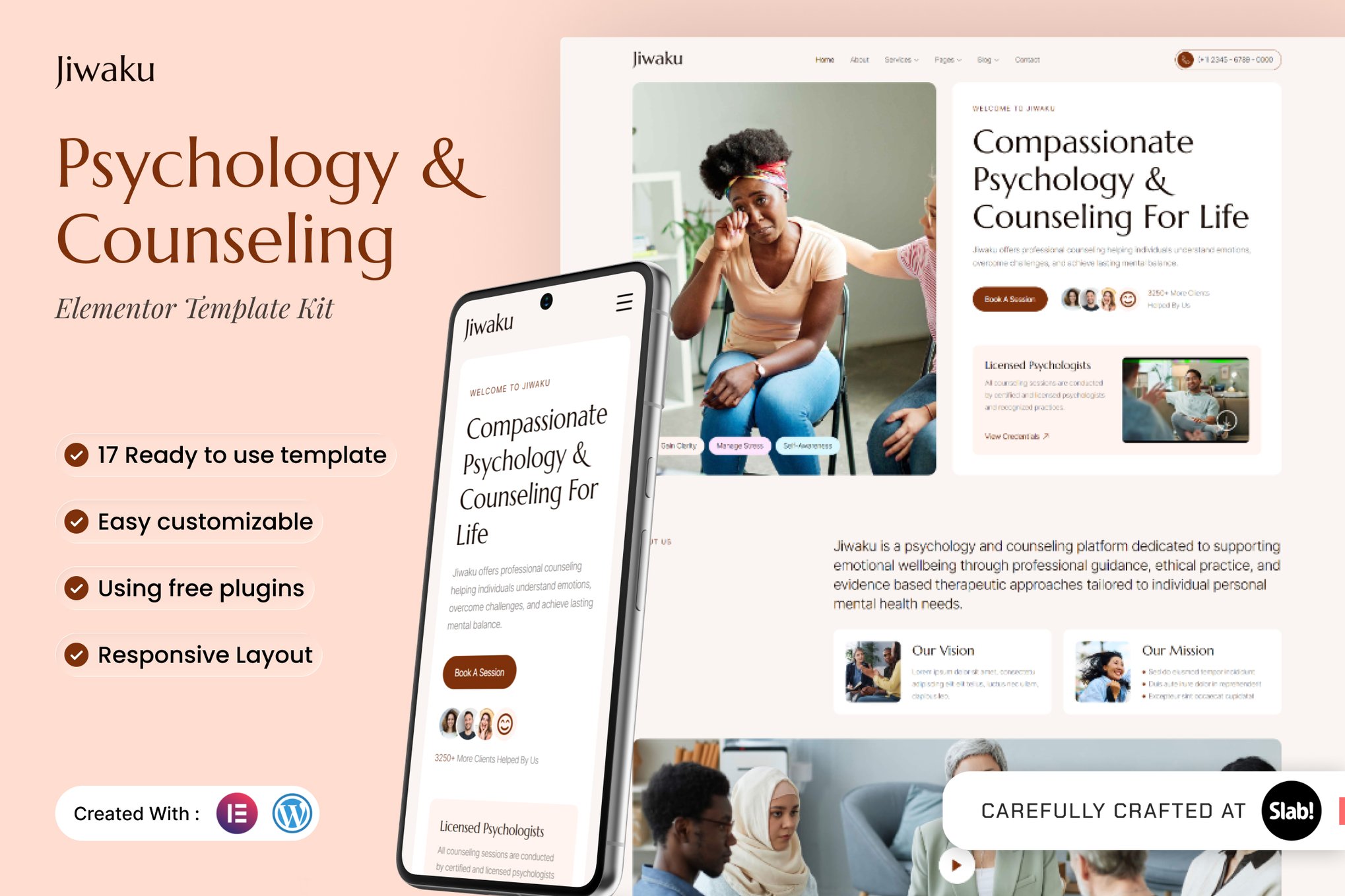 Jiwaku - Psychology & Counseling Elementor Template Kit