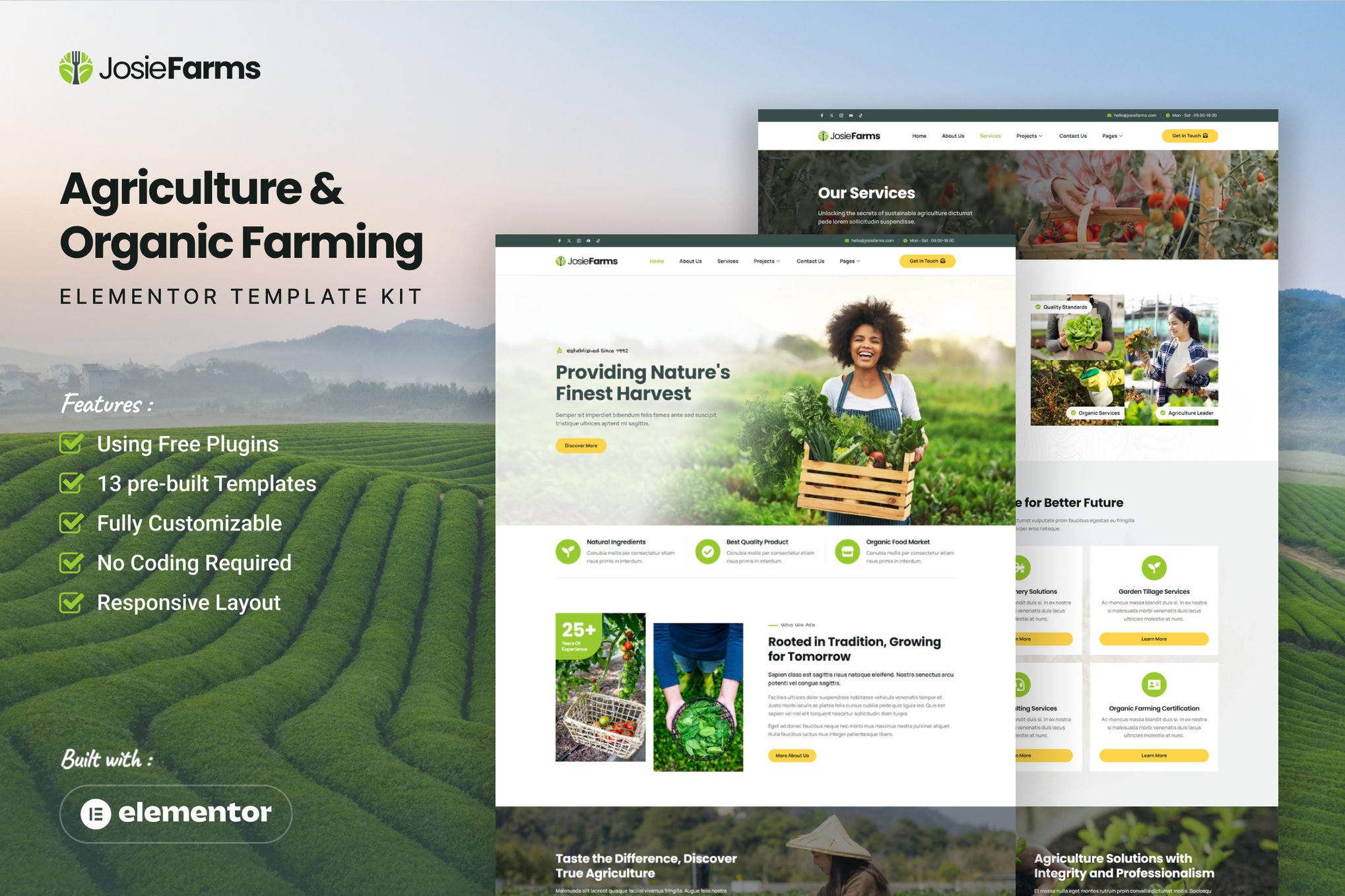 JosieFarms - Agriculture & Organic Farming Elementor Template Kit
