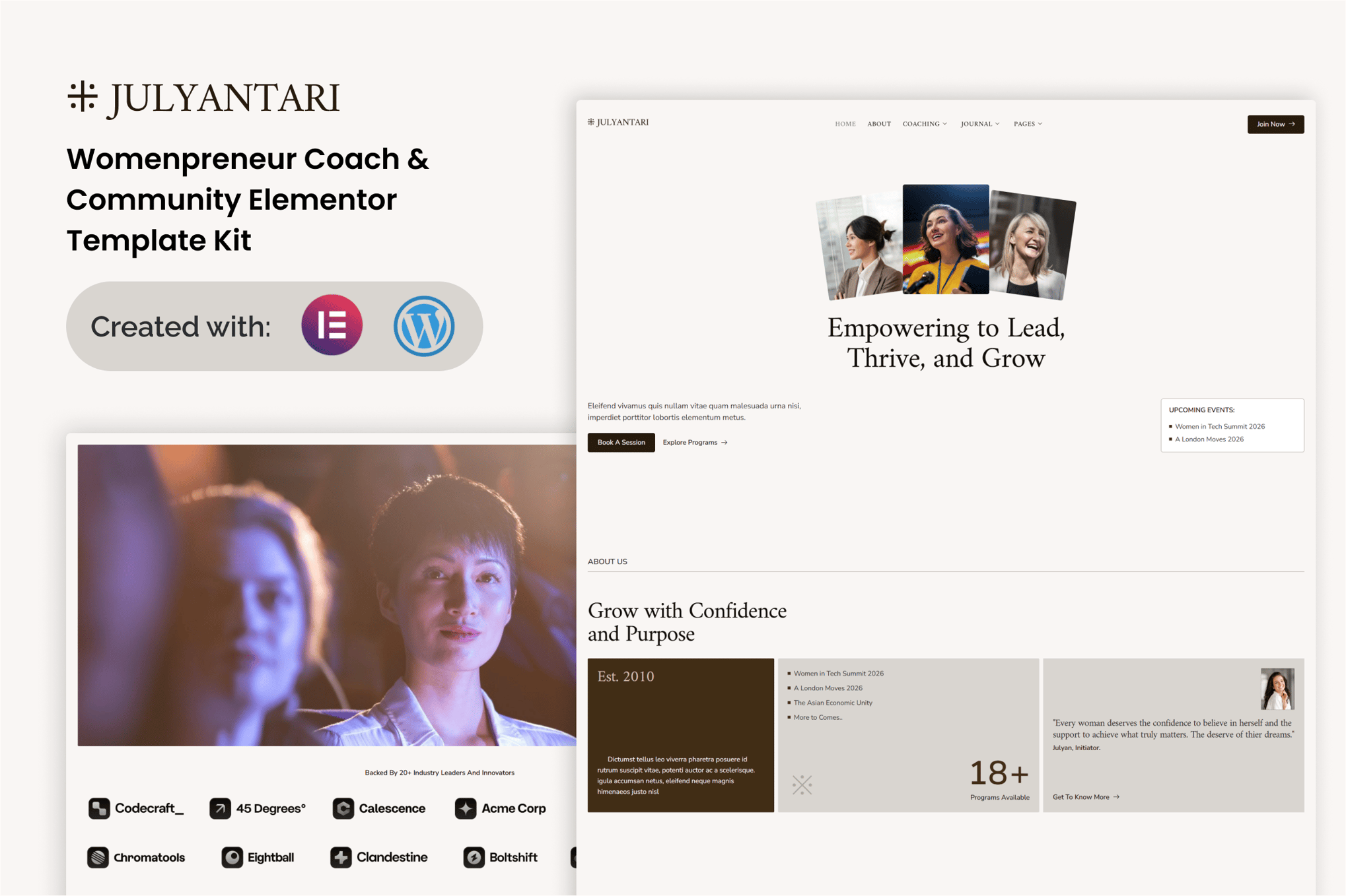 Julyantari – Womenpreneur Coach & Community Elementor Template Kit