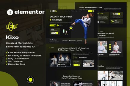 Kixo – Karate & Martial Arts School Elementor Template Kit