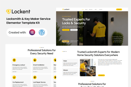Lockent – Locksmith & Key Maker Service Elementor Template Kit