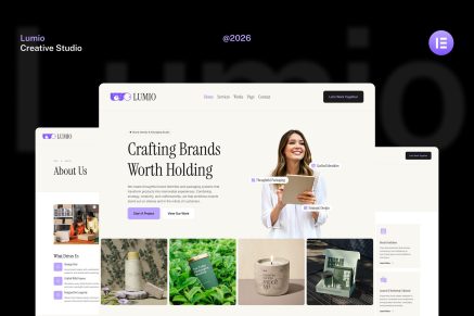 Lumio – Brand Identity & Packaging Design Studio Elementor Website Template Kits