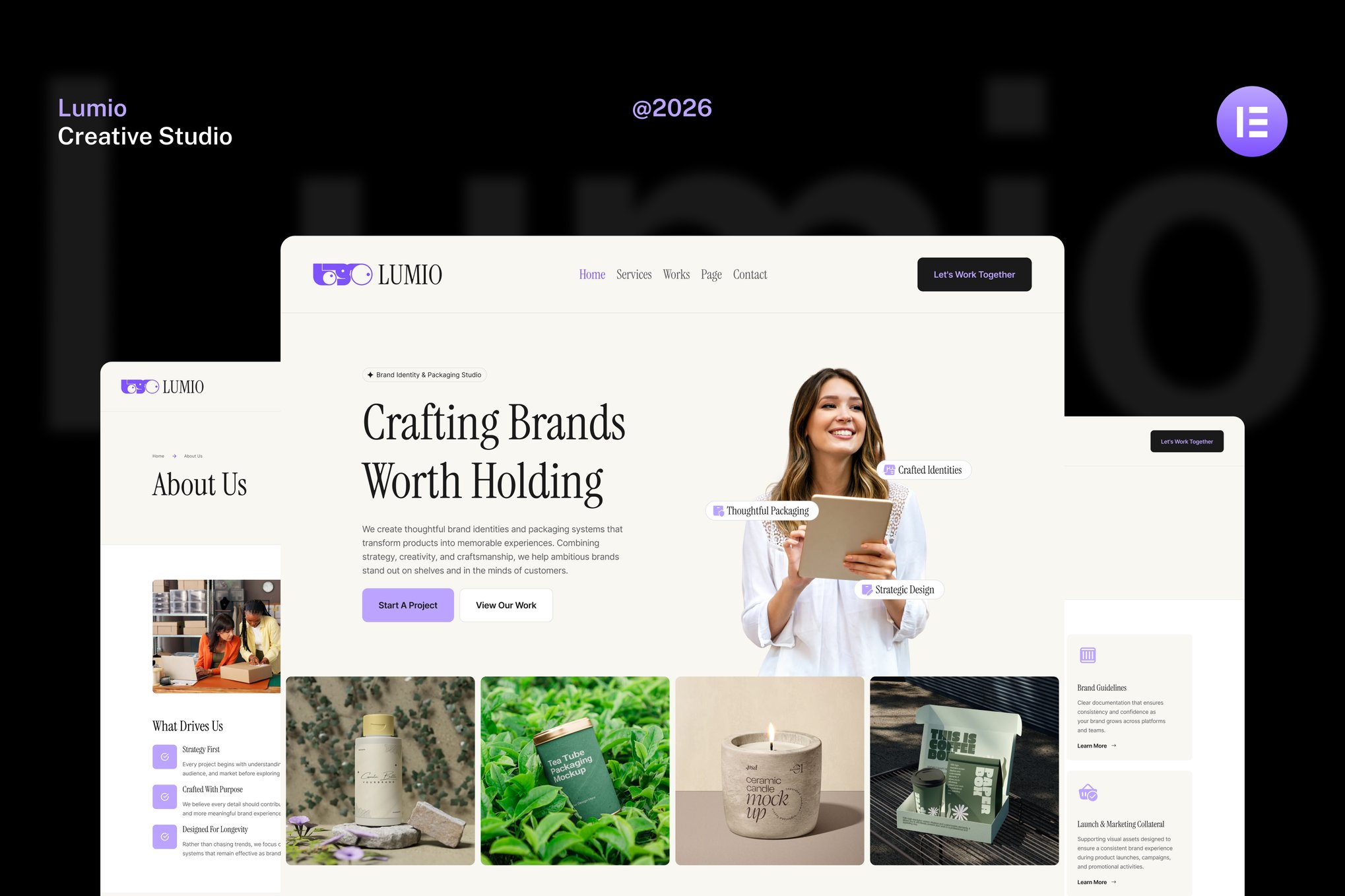 Lumio – Brand Identity & Packaging Design Studio Elementor Website Template Kits