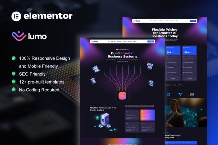 Lumo – Artificial Intelligence & Technology Services Elementor Pro Template Kit