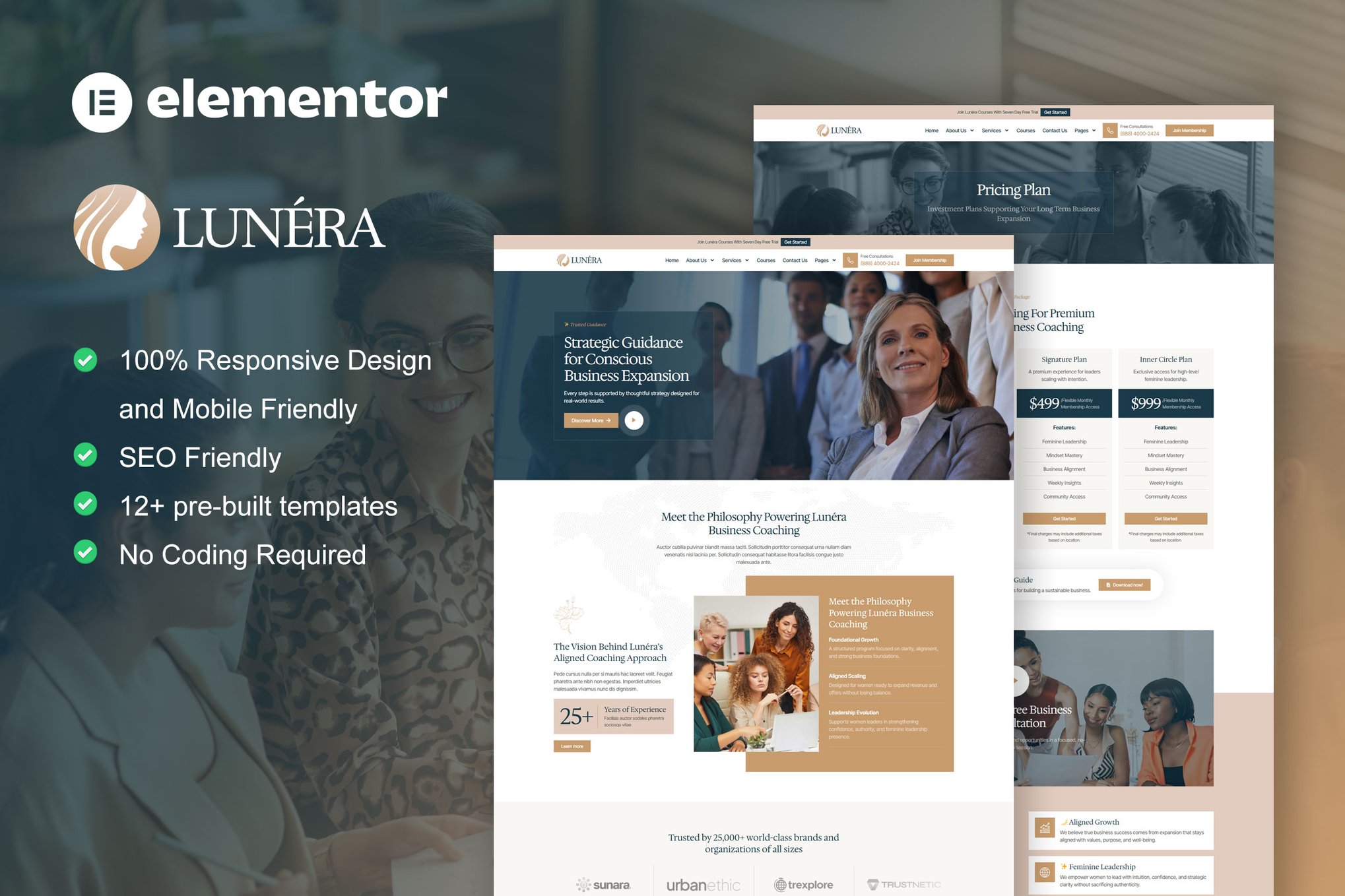 Lunera - Feminine Business Coaching Elementor Pro Template Kit