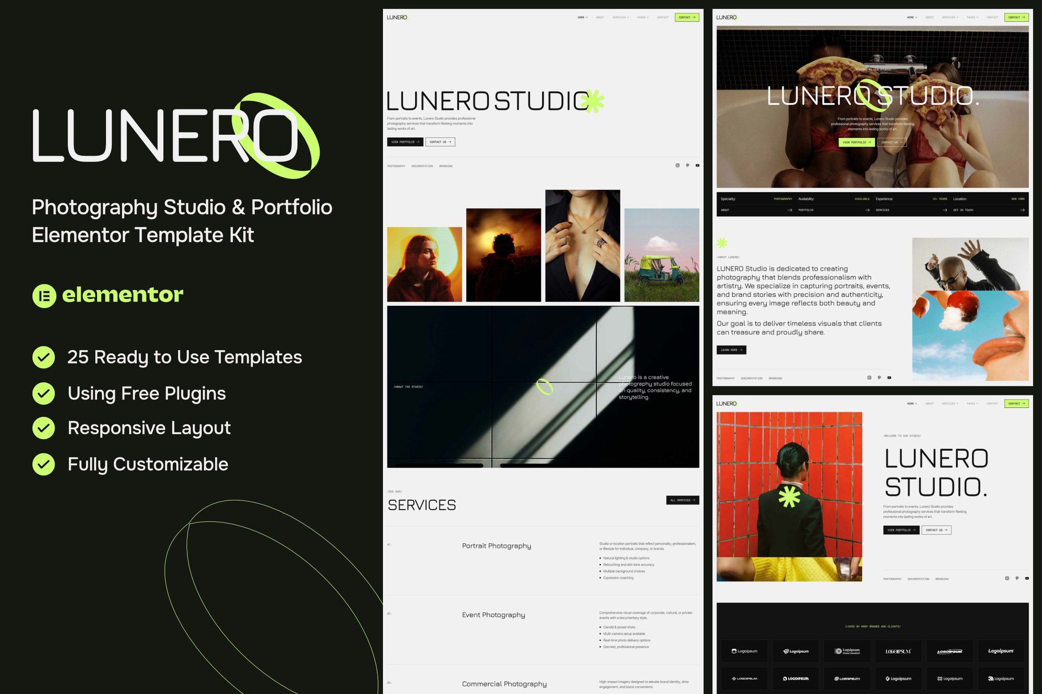 Lunero - Photography Studio & Portfolio Elementor Template Kit
