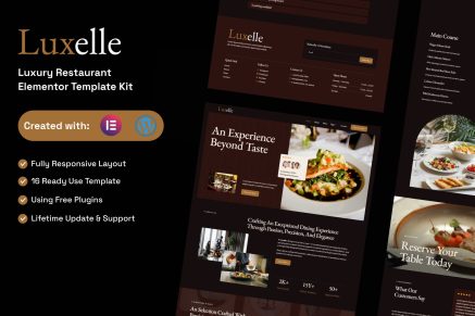 Luxelle – Luxury Restaurant Elementor Template Kit