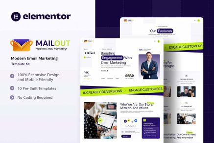 Mailout - Moden Email Marketing Elementor Template Kit