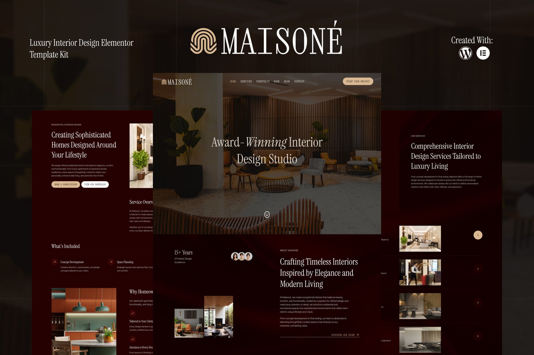 Maisone – Luxury Interior Design Elementor Template Kit