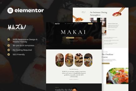 MAKAI – Luxury Omakase Sushi Experience Elementor Template Kit
