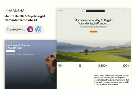 Mansha – Mental Health & Psychology Elementor Template Kit