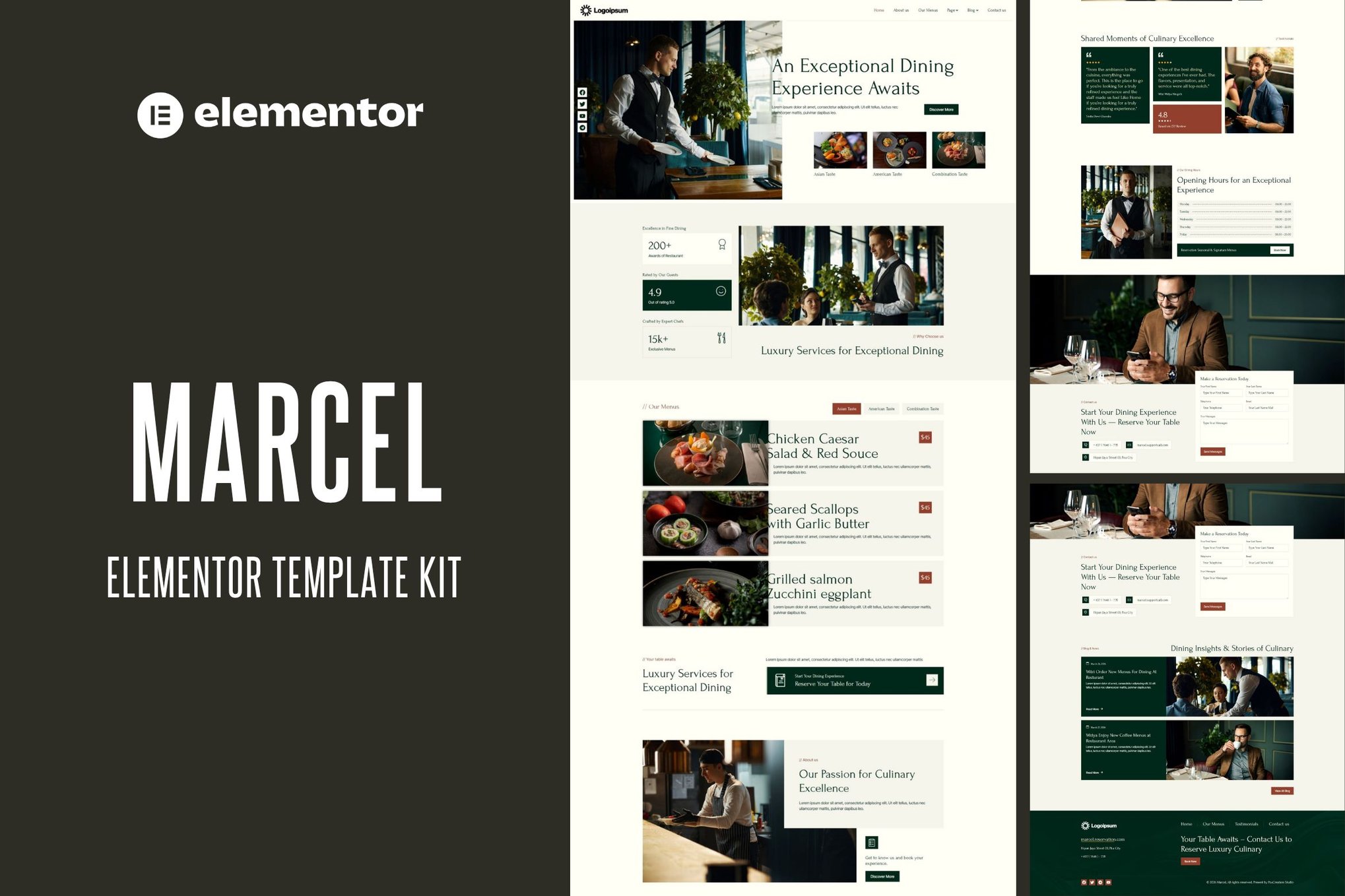 Marcel – Luxury Restaurant Elementor Template Kit
