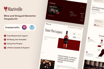 Marivelle – Wine and Vineyard Elementor Template Kit