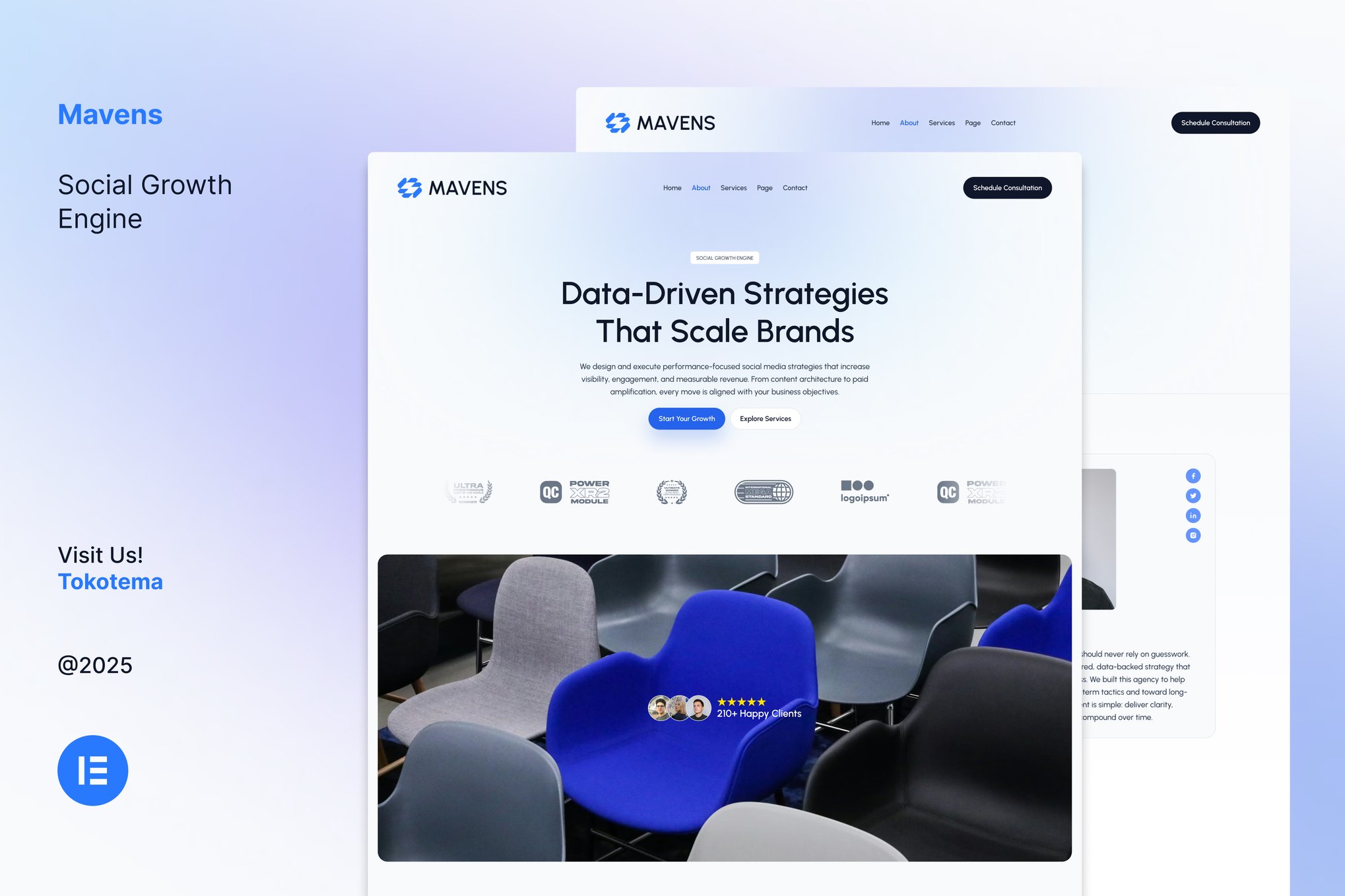 Mavens – Social Growth Engine Website Elementor Template Kits