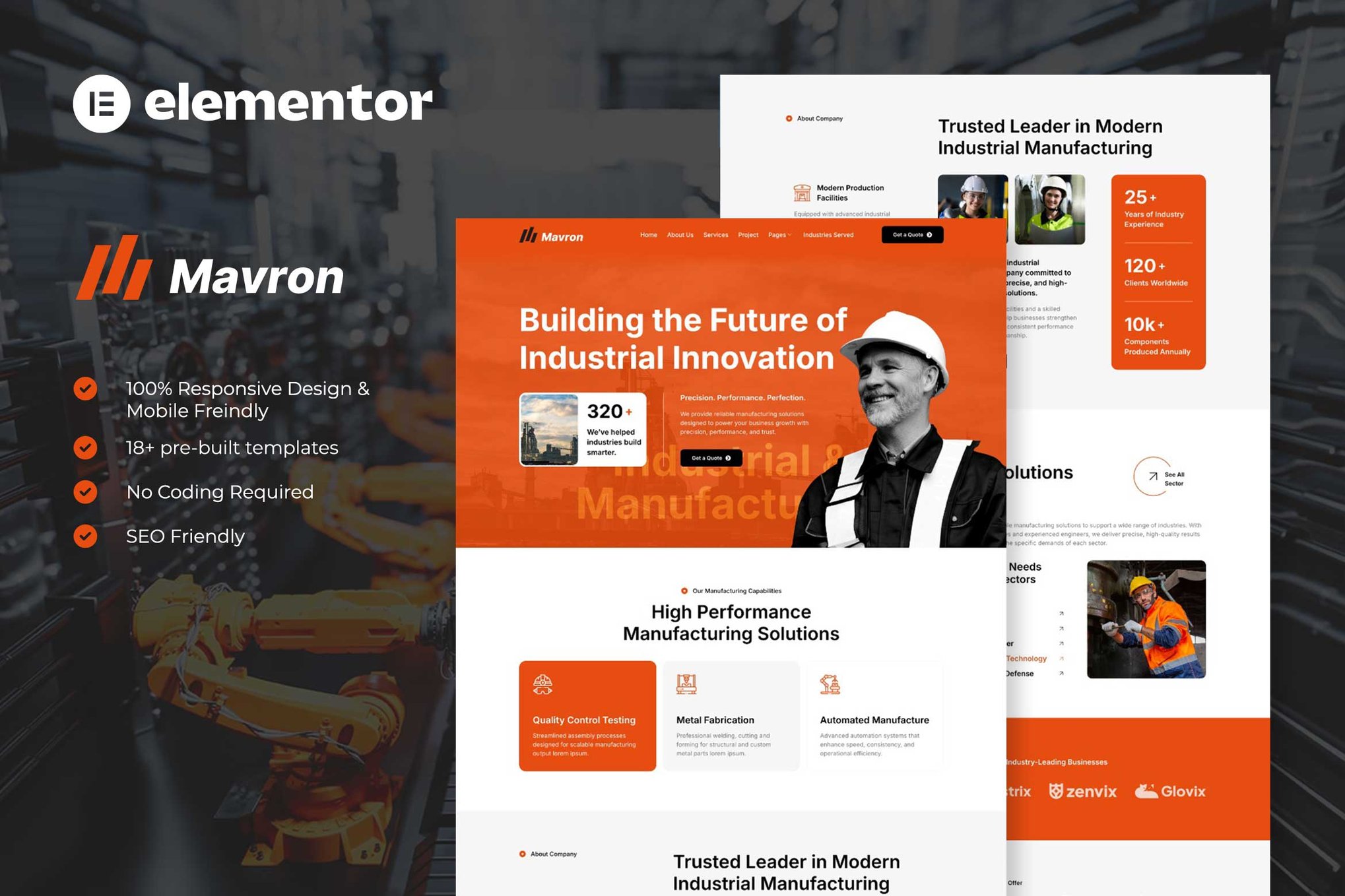 Mavron - Industrial & Manufacturing Elementor Template Kit