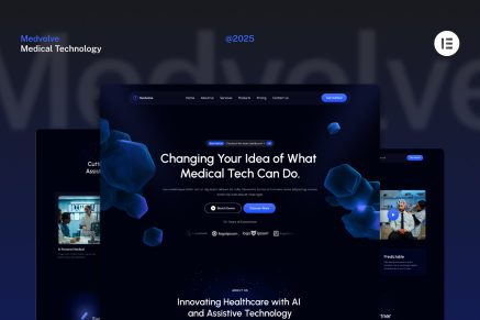 Medvolve – Dark Medical Assistive Technology Website Elementor Template Kits