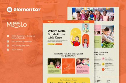 Meelo – Kindergarten & Child Care Elementor Pro Template Kit
