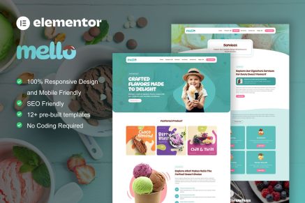 Mello – Ice Cream Shop & Company Elementor Template Kit