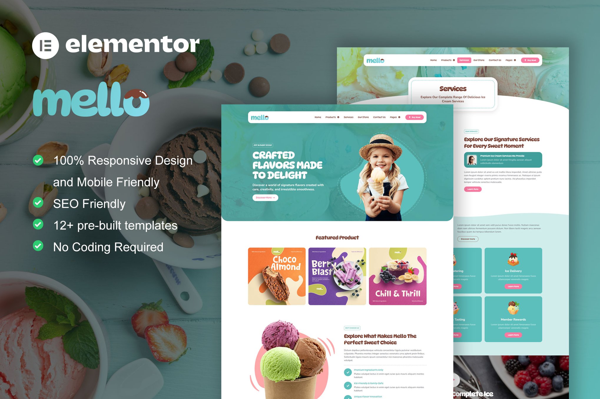 Mello – Ice Cream Shop & Company Elementor Template Kit