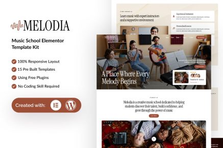 Melodia – Music School Elementor Template Kit