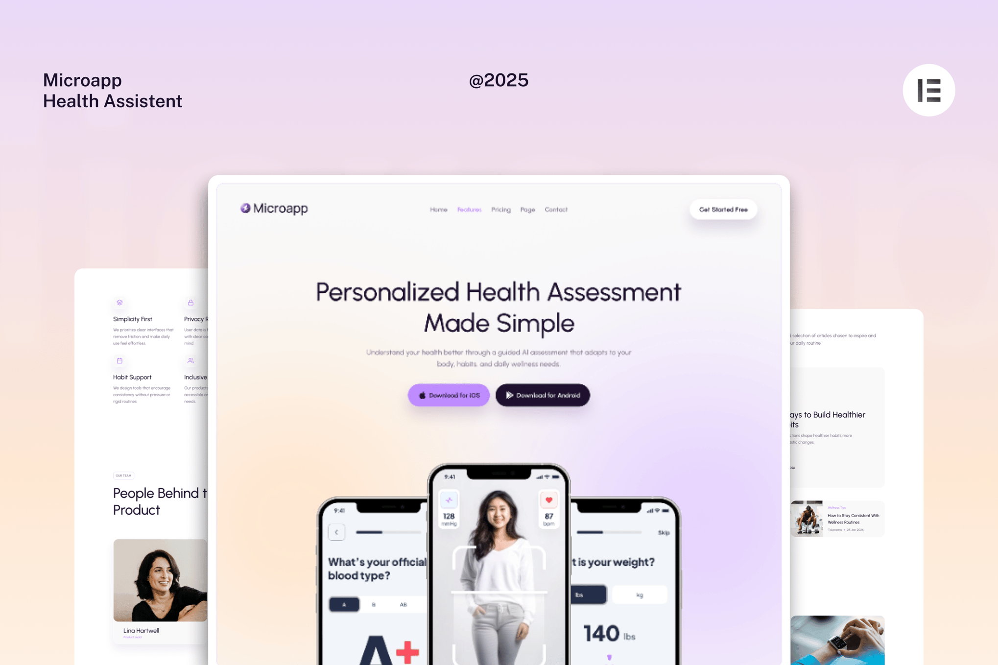MicroApp – SaaS Mobile App Website Elementor Template Kits