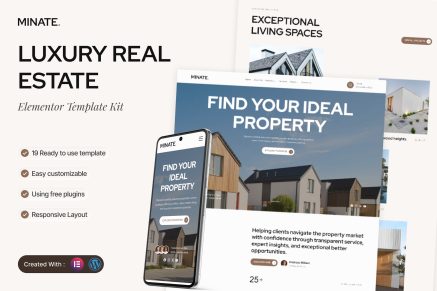 Minate – Luxury Real Estate Elementor Template Kit