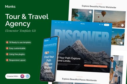 Monks – Tour & Travel Agency Elementor Template Kit