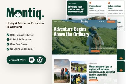Montiq – Hiking & Adventure Elementor Template Kit