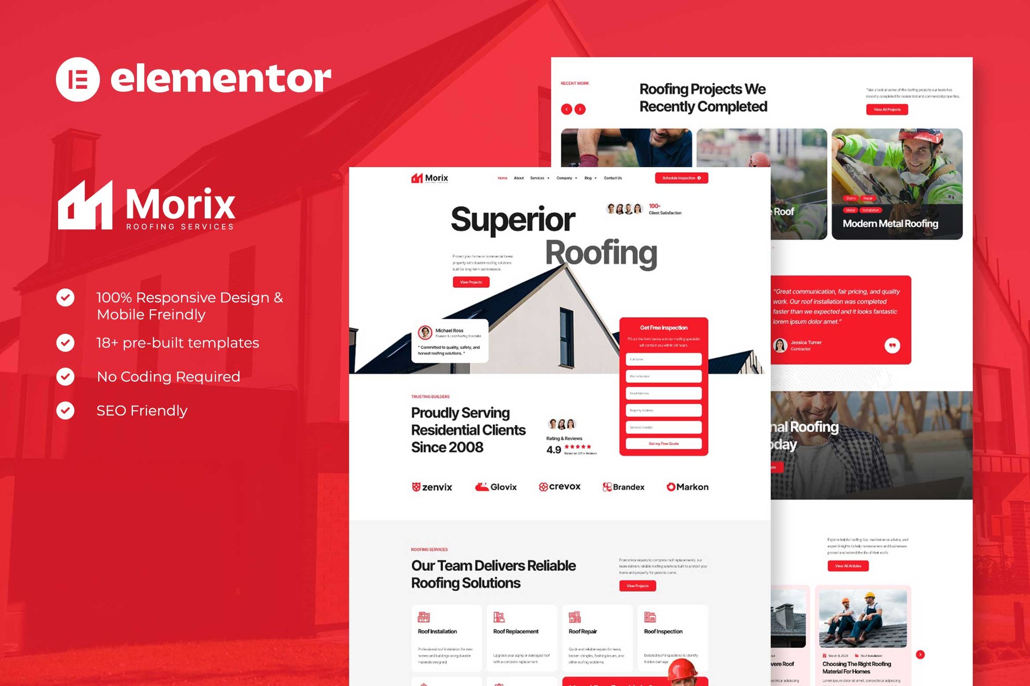 Morix – Roofing Services Elementor Pro Template Kit