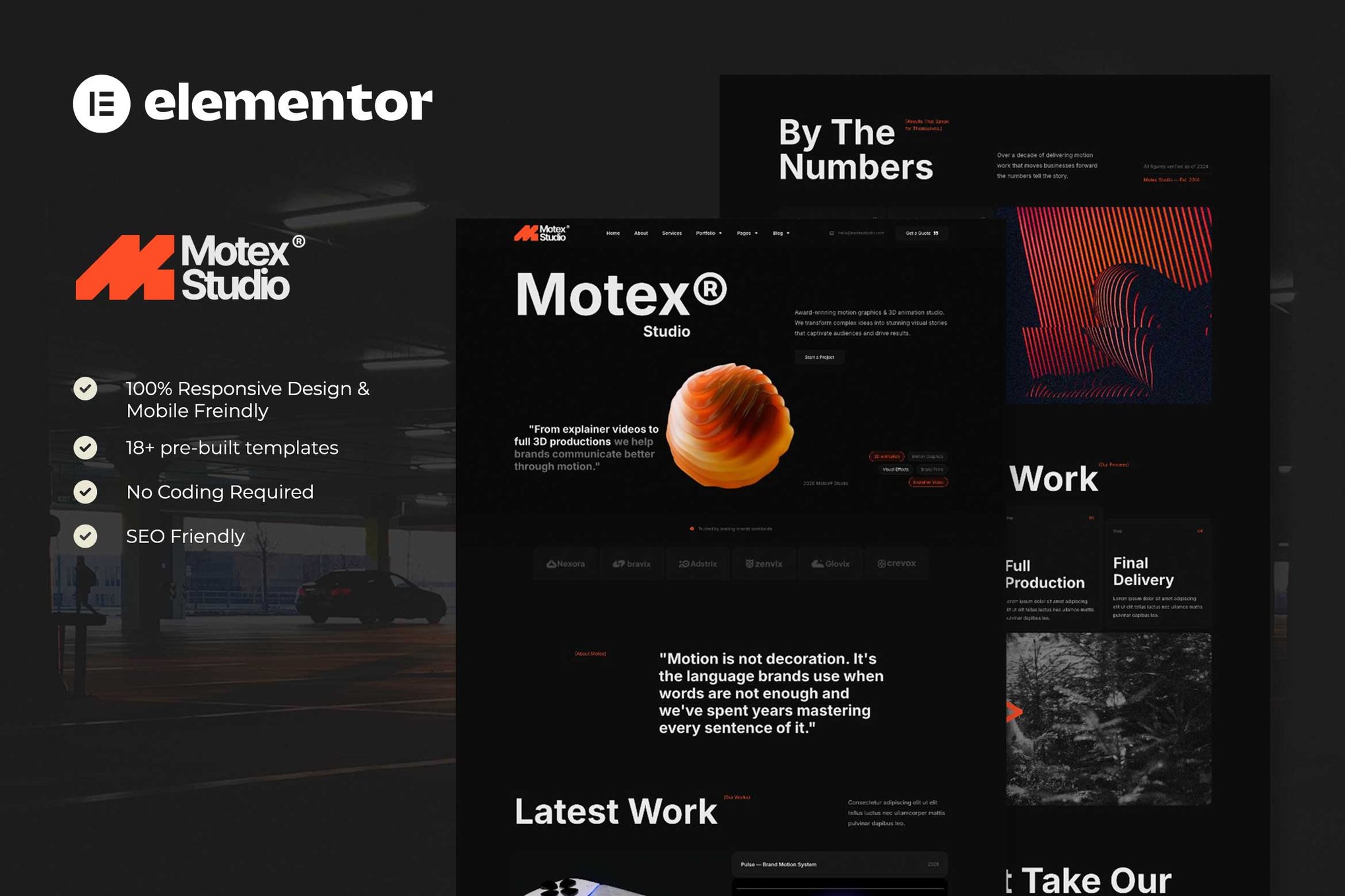 Motex – Motion Graphics & 3D Animation Studio Elementor Pro Template Kit
