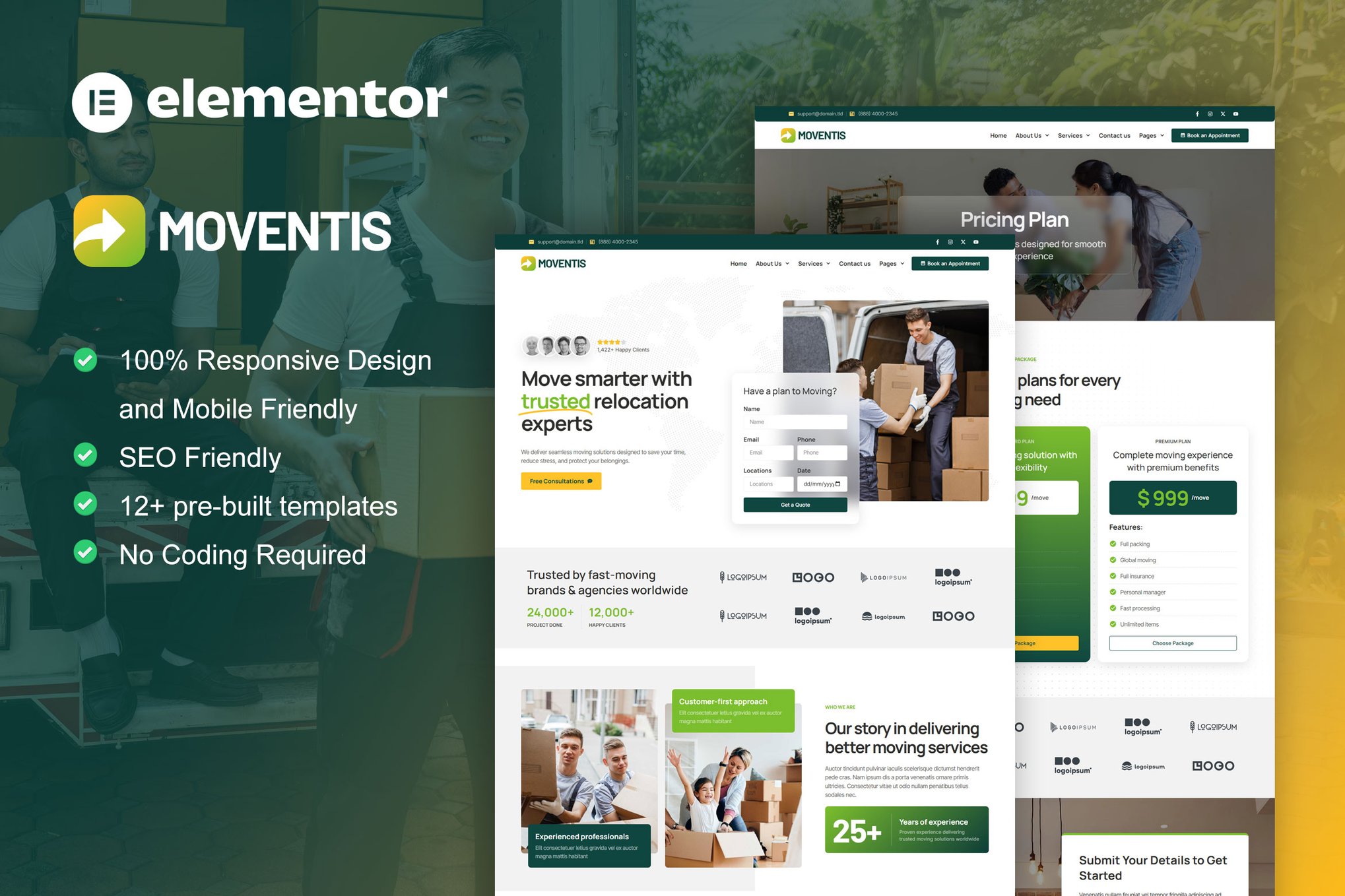 Moventis – Moving Company & Relocation Service Elementor Pro Template Kit