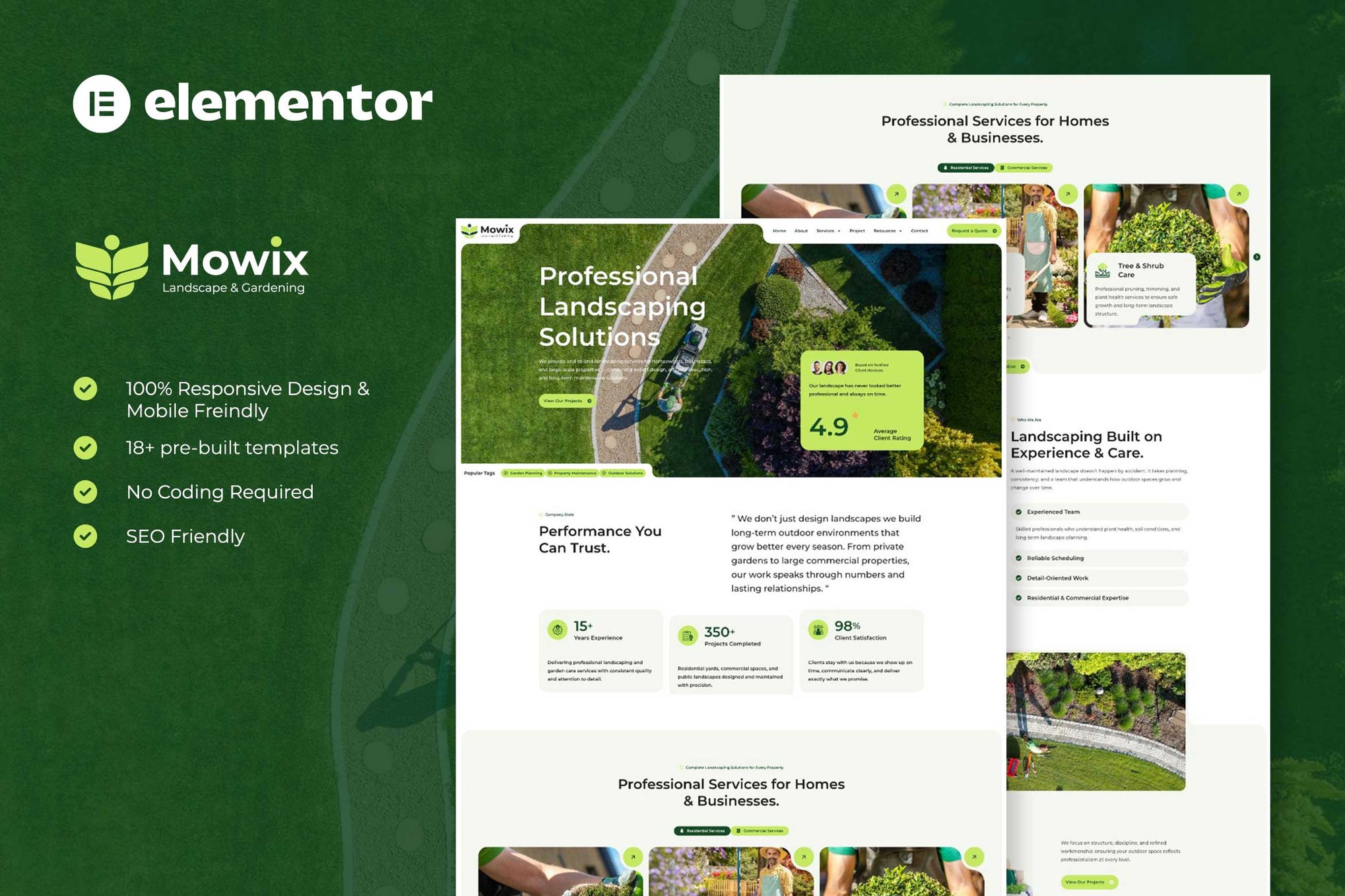 Mowix - Landscaping & Gardening Elementor Pro Template Kit
