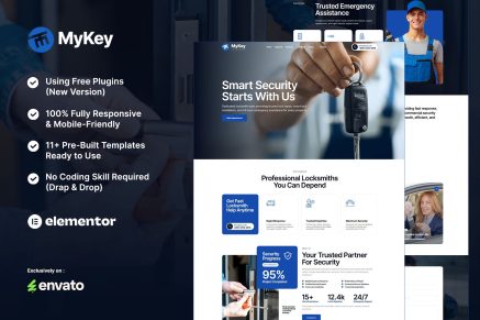 MyKey – Locksmith & Key Maker Services Elementor Template Kit
