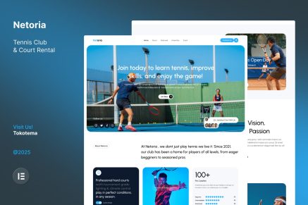 Netoria – Tennis Club & Court Rental Website Elementor Website Kit