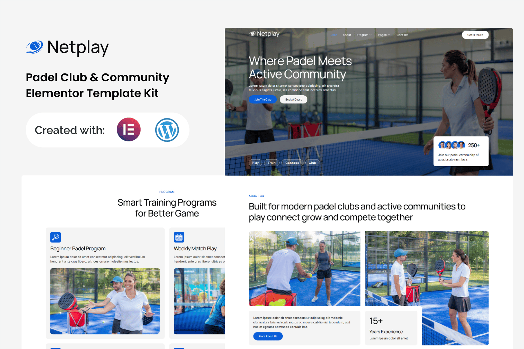 Netplay - Padel Club & Community Elementor Template Kit