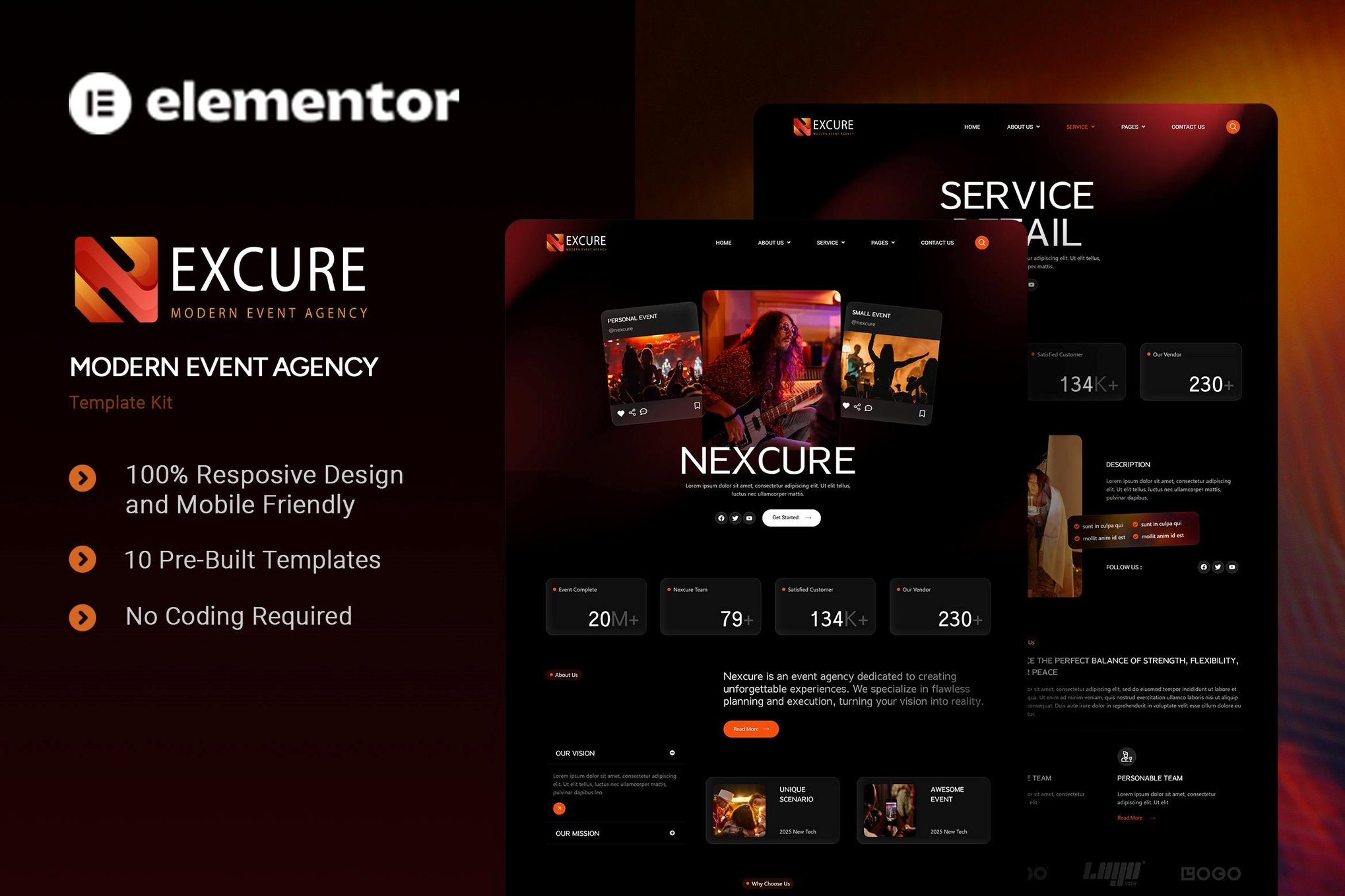 Nexcure - Modern Event Agency Elementor Template Kit