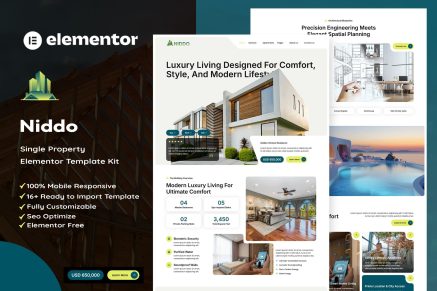 Niddo – Single Property Elementor Template Kit