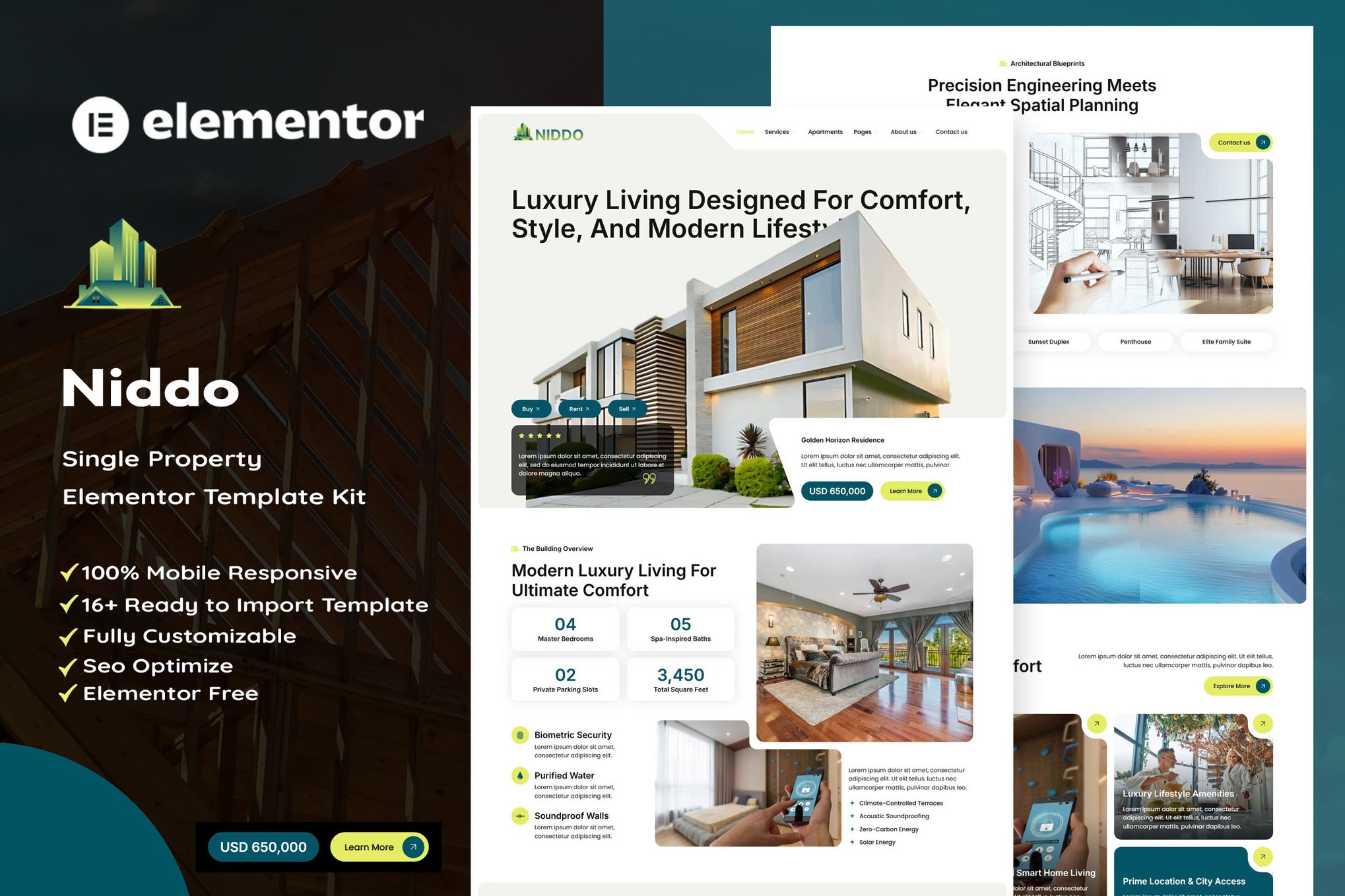 Niddo – Single Property Elementor Template Kit