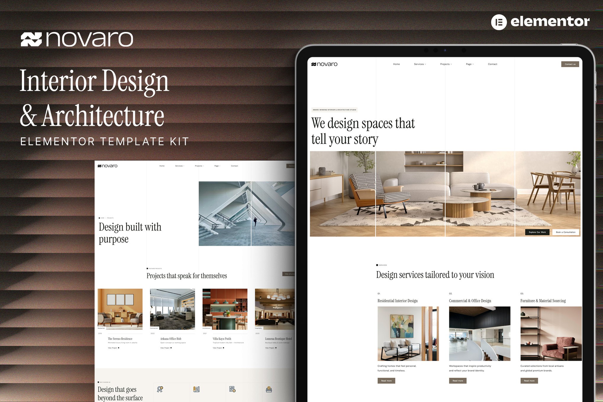 Novaro – Interior Design & Architecture Elementor Template Kit