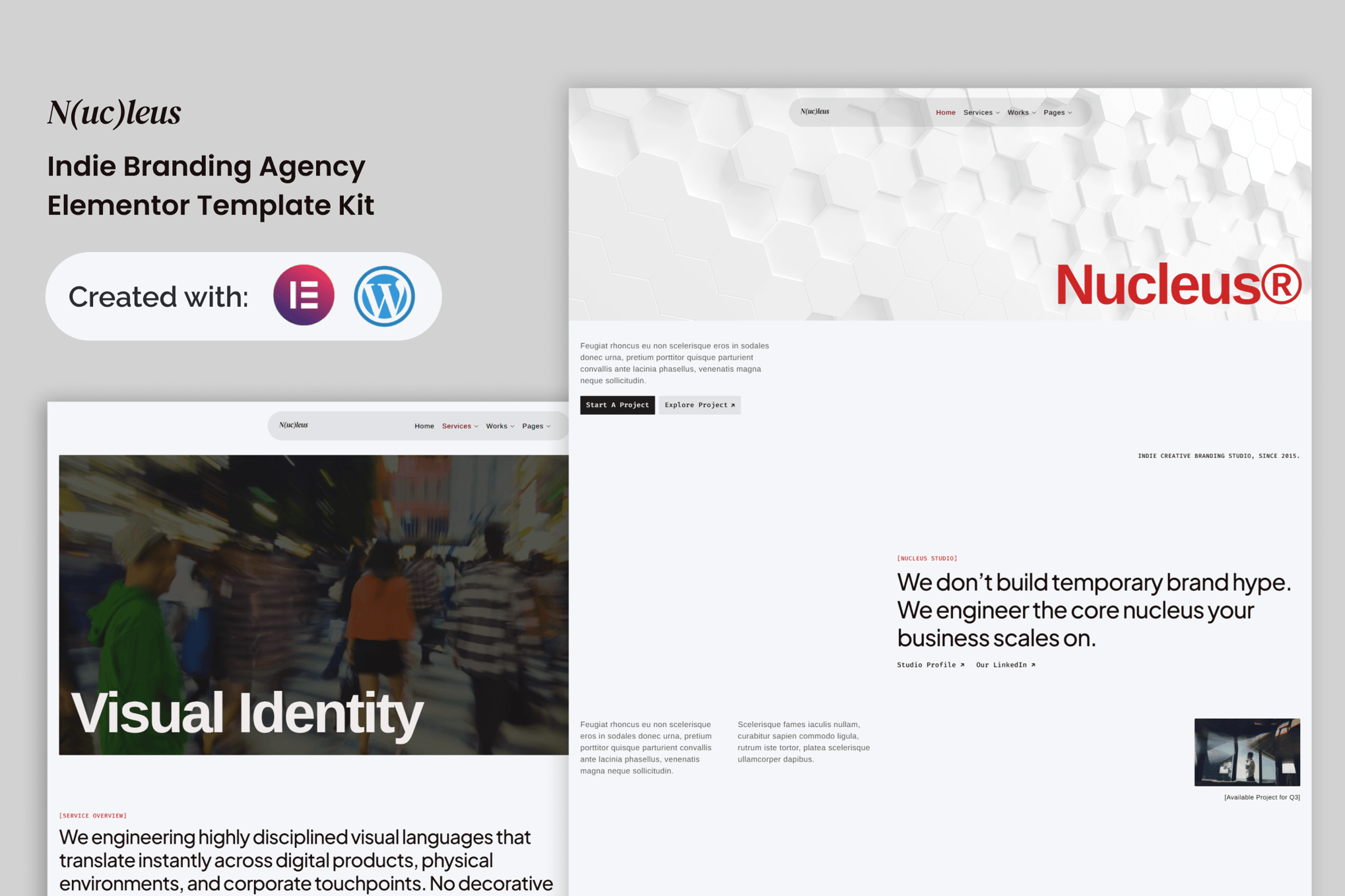 Nucleus – Indie Branding Agency Elementor Template Kit