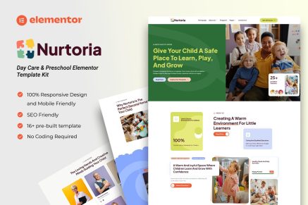 Nurtoria – Day Care & Preschool Elementor Template Kit