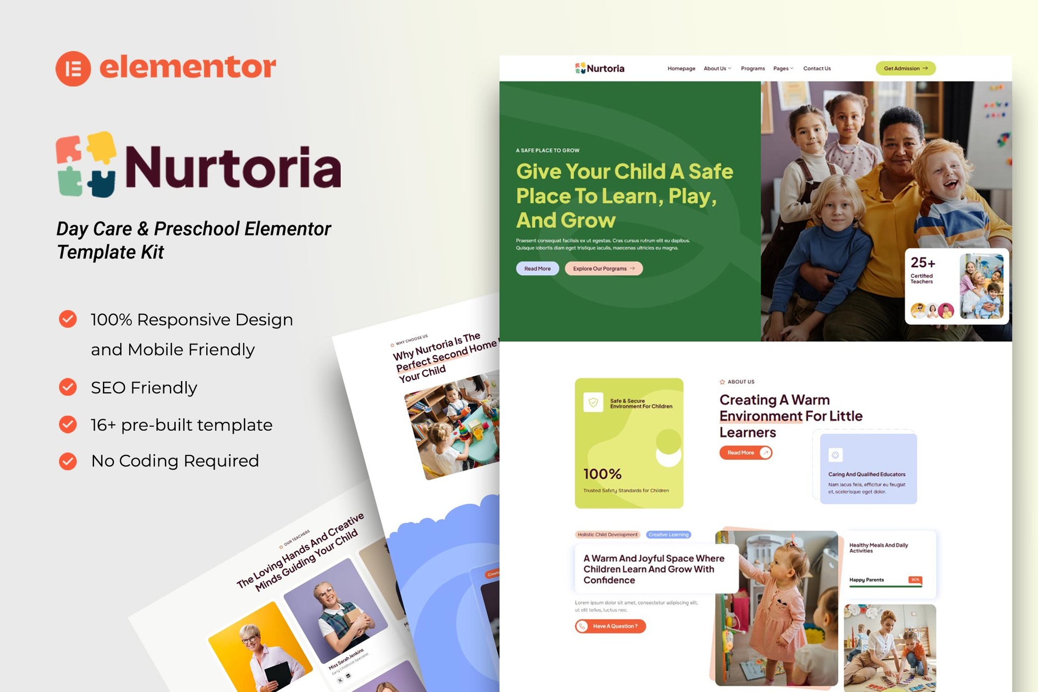 Nurtoria – Day Care & Preschool Elementor Template Kit
