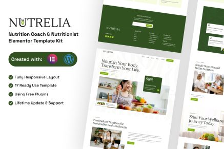 Nutrelia – Nutrition Coach & Nutritionist Elementor Template Kit