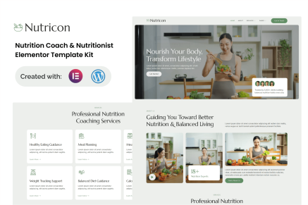 Nutricon – Nutrition Coach & Nutritionist Elementor Template Kit